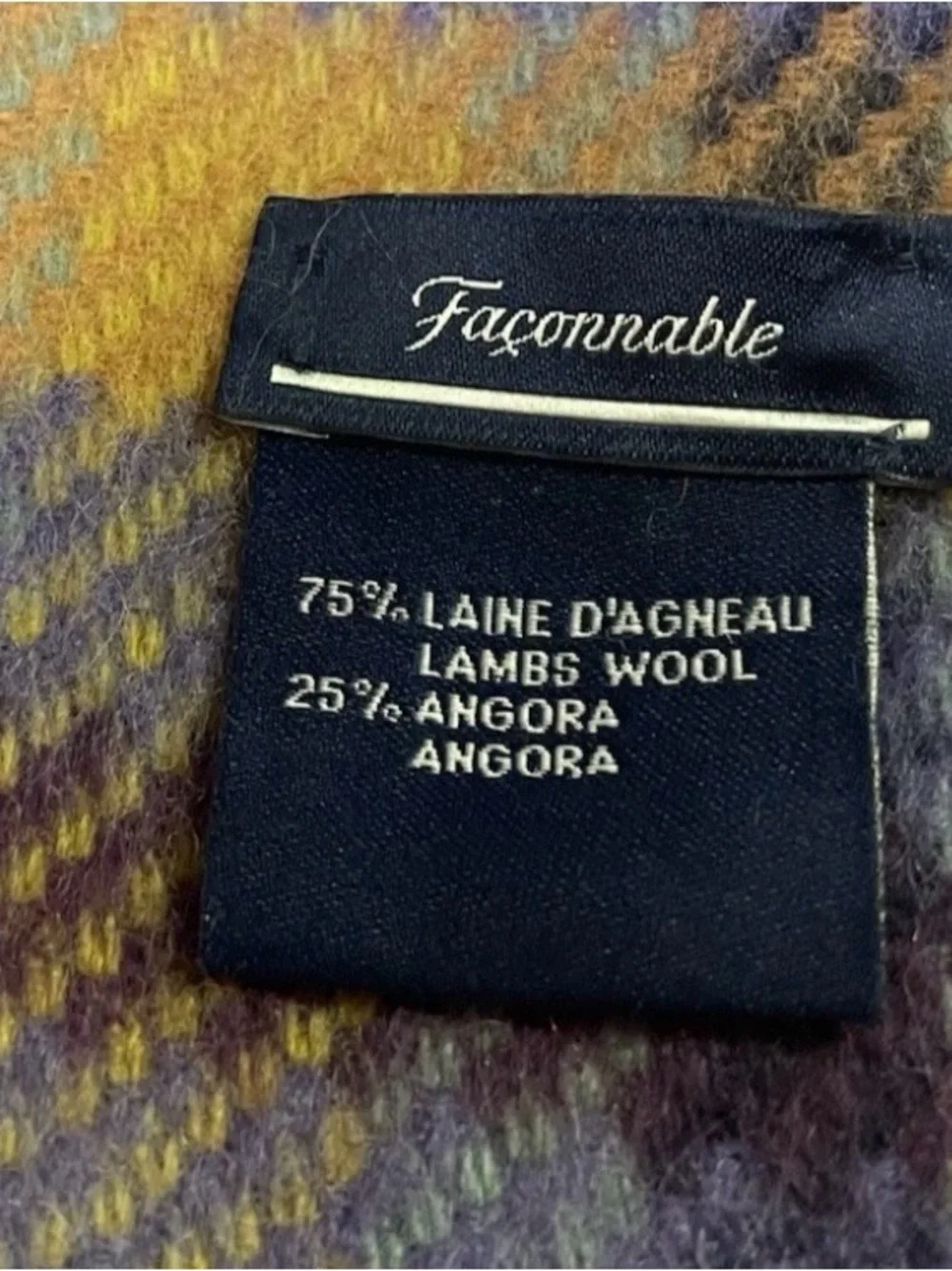 FACONNABLE Made in Italy Lamb Wool Blend Mens Blue Wool Scarf
